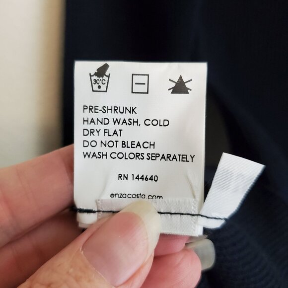 Enza Costa Cashmere thermal Long Sleeve Cuffed Crew in Cadet - Picture 8 of 14